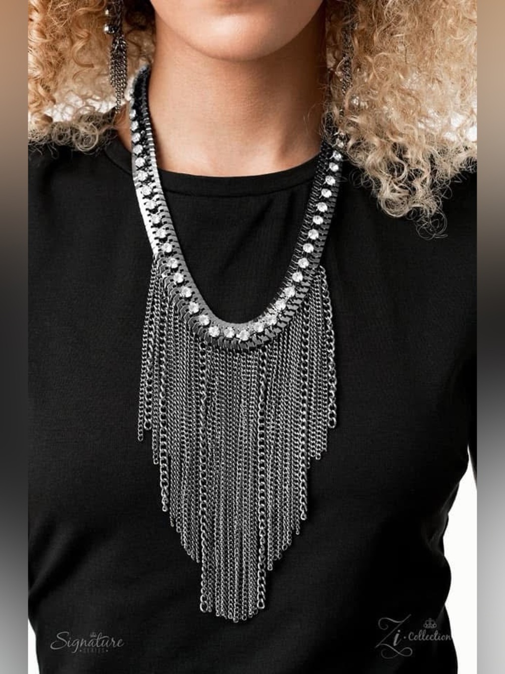 “The Alex” 2020 Paparazzi Zi Silver Fringe Statement Necklace - Women Jewelry